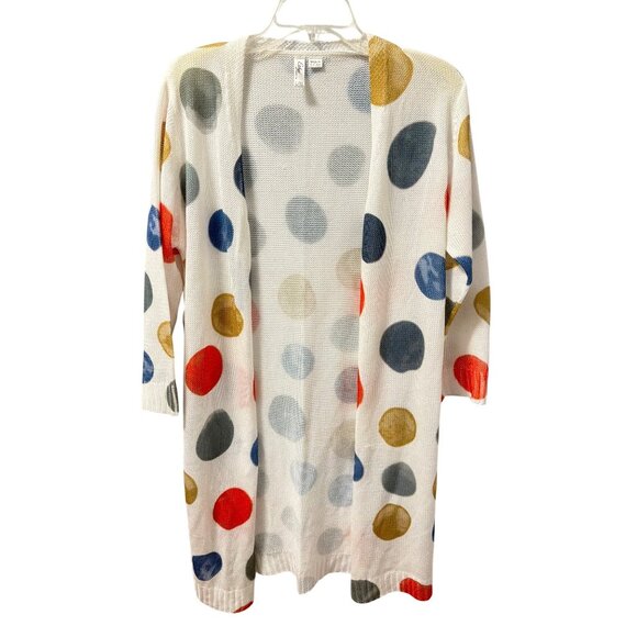 Ethyl Colorful Polka Dot Open Front Lightweight Cardigan Sz L/XL - Picture 2 of 12